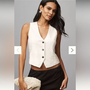 NWT Anthropologie Maeve Linen V-Neck Button-Front Vest S